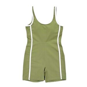 WILO Ribbed Short Romper Onesie Activewear Sage Green White Trim NWT Medium
